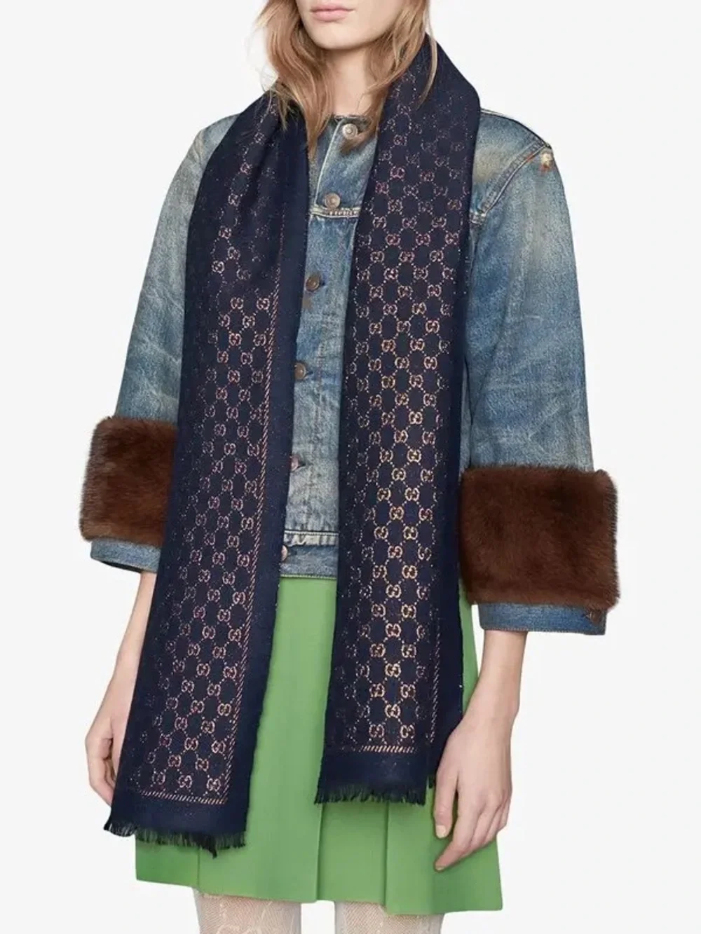 Gucci Metallic GG Wool Scarf - No Tags Never Worn
